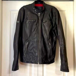 SUPERDRY LEATHER MOTO JACKET! Large, Classic